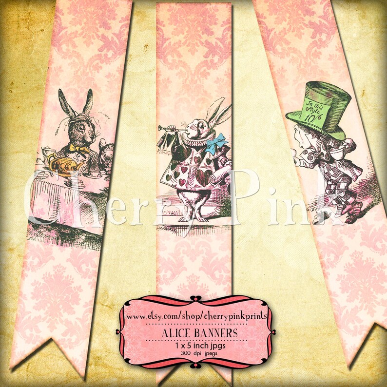 ALICE in WONDERLAND BANNER Party Decoration Digital Printable - Etsy