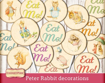 Décorations de Peter Rabbit, de gâteau, décorations imprimable, douche partie de Peter Rabbit, téléchargement immédiat