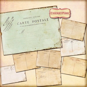 Briefkaart ephemera, ongewenste dagboek pagina, papercraft levering, afdrukbare digitale collage blad, scrapbooking ATC-kaart