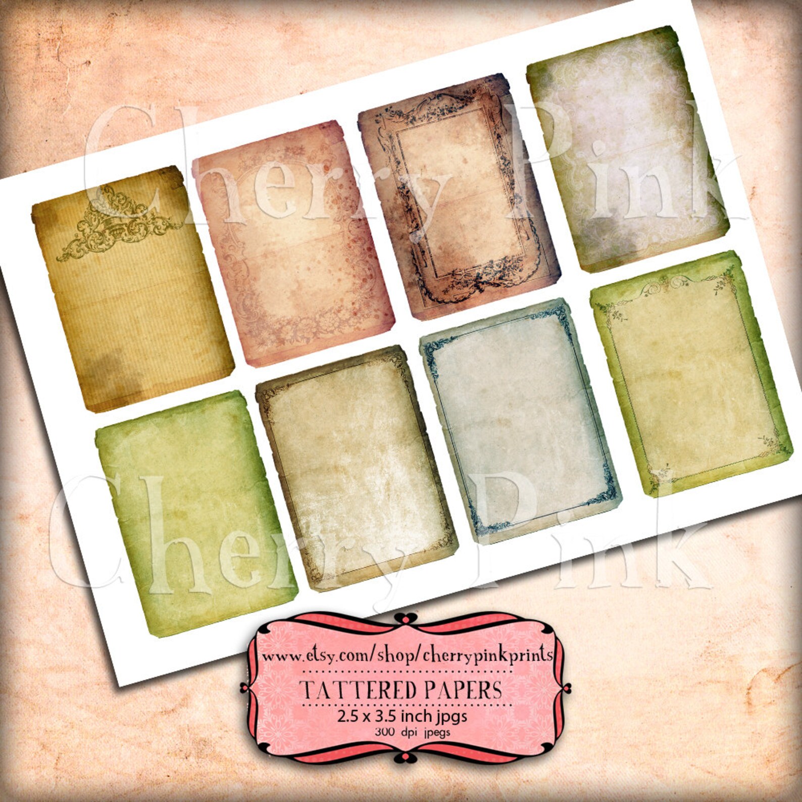 Junk Journal Ephemera ATC Digital Collage Sheet 8 Designs, Printable ...