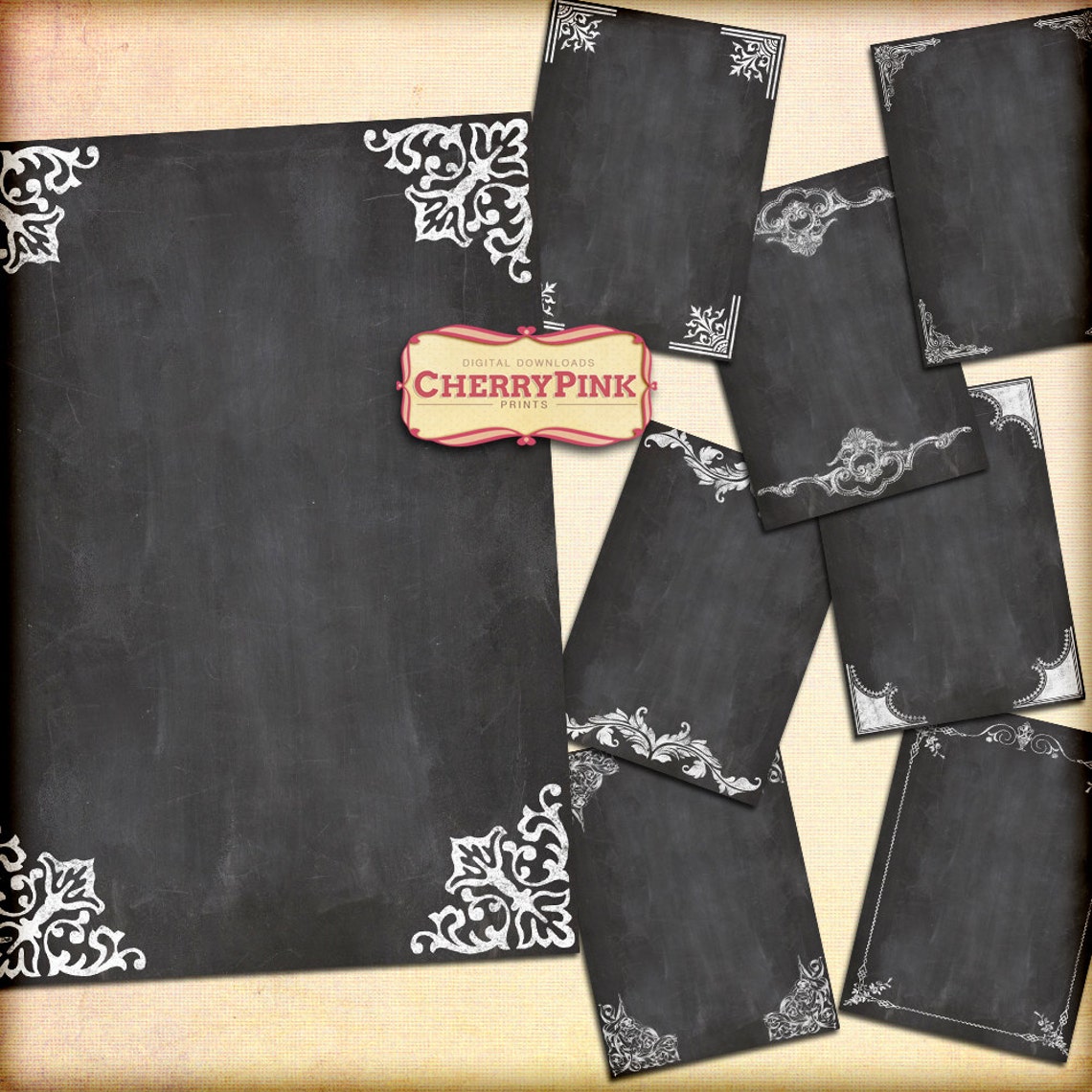 CHALKBOARD scrapbooking paper supply printable collage sheet Etsy