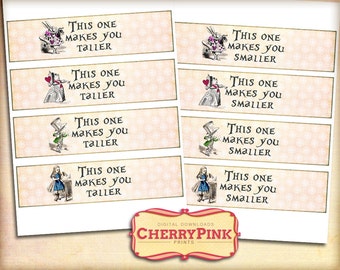 WONDERLAND water fles etiket, Alice feestdecoratie, Drink me etiketten, partij leveringen, instant download