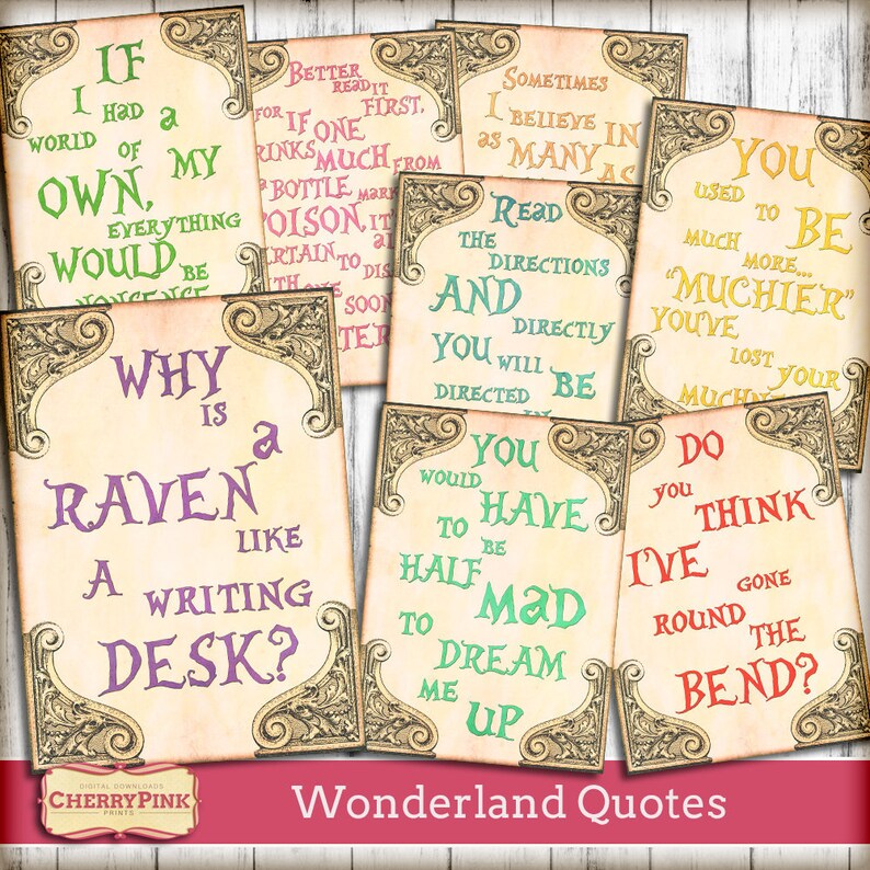 ALICE in WONDERLAND Poem Quotes Mad Hatters Tea Party | Etsy