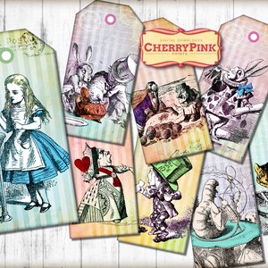 Alice in Wonderland tags - Digital - printable - decorations - tea party - mad hatter theme - queen - birthday party - instant download