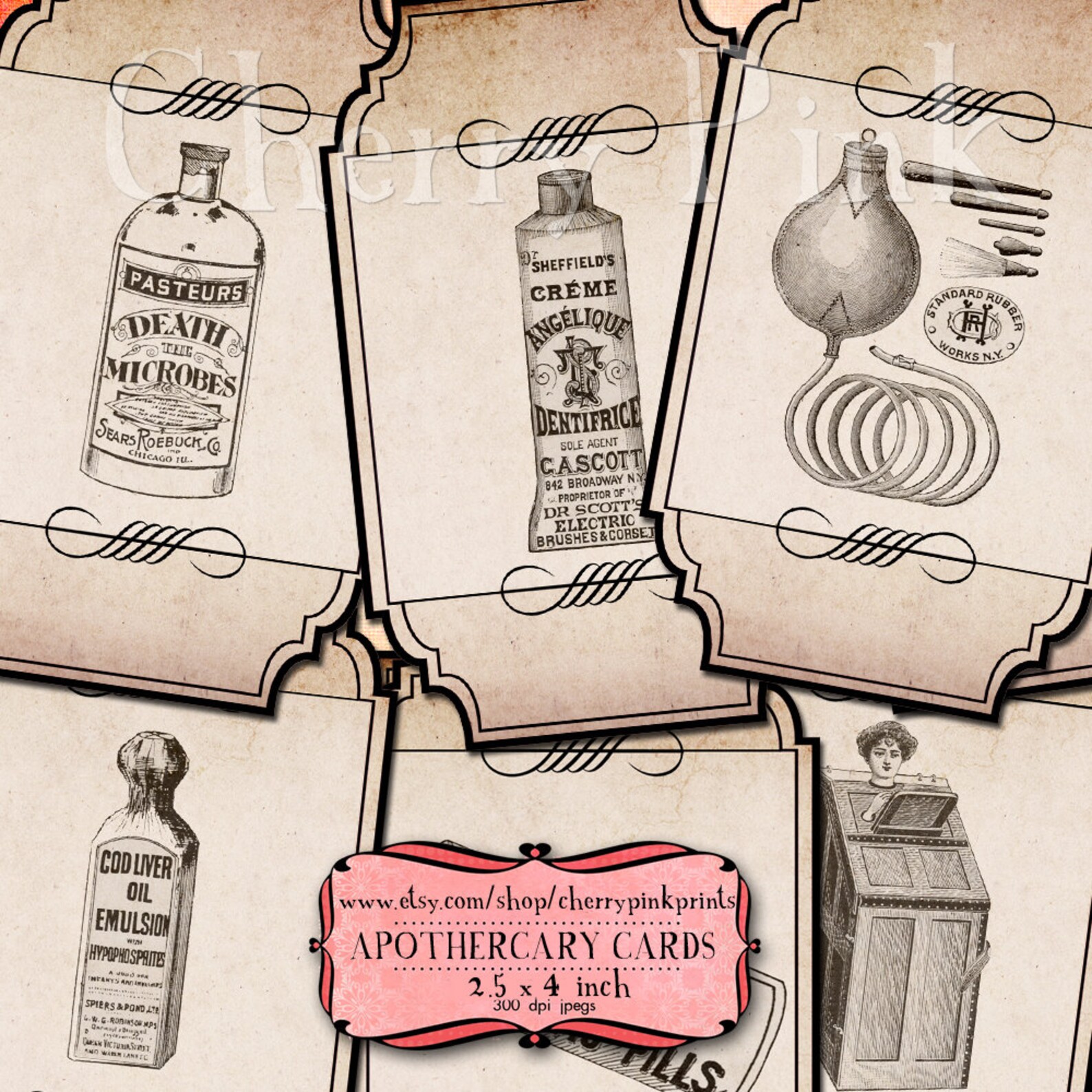Printable Apothecary Label Digital Collage Sheet Digital Etsy
