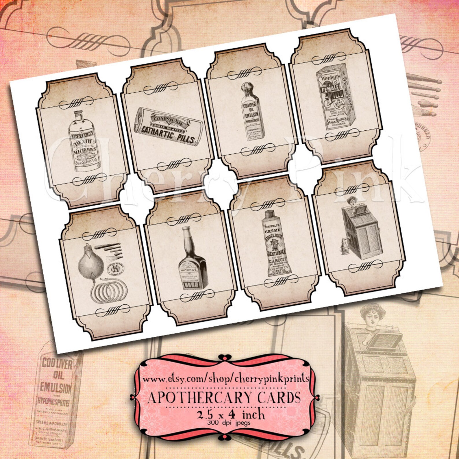 Printable Apothecary Label Digital Collage Sheet Digital - Etsy