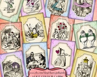 Mad Hatter tea party decorations, Alice in Wonderland Collage sheet, table printables, theme party, digital download