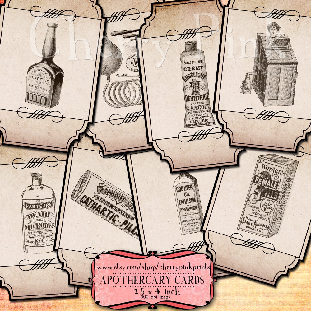 Printable Apothecary Label Digital Collage Sheet Digital - Etsy