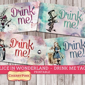 Trinken Sie mich Tag, Alice im Wunderland Tags, Etiketten, Alice im Wunderland Partei druckbare, Wonderland Dekorationen, sofortiger Download