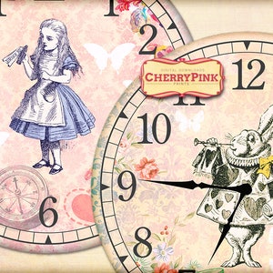 Alice in Wonderland Clock, Printable Party Decor, Diy Paper Crafting ...