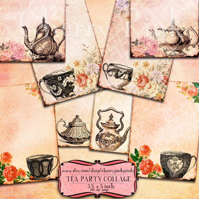 Vintage Tea Party Printable Tea Party Decoration and Clip - Etsy