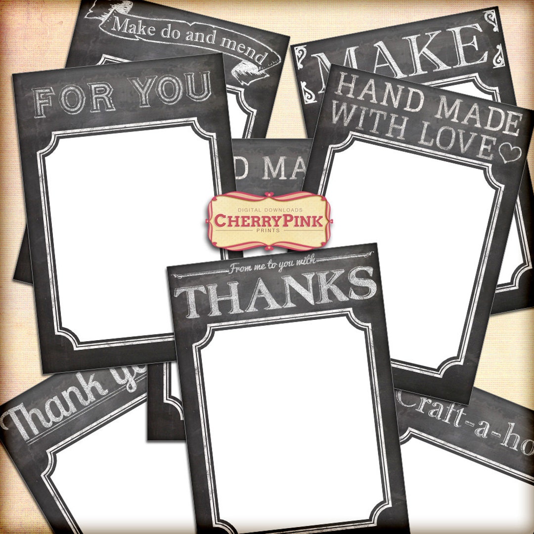 CHALKBOARD GIFT TAGS, Thank You Tags, Digital Collage Sheet Supply for Scrapbooking and Craft ...