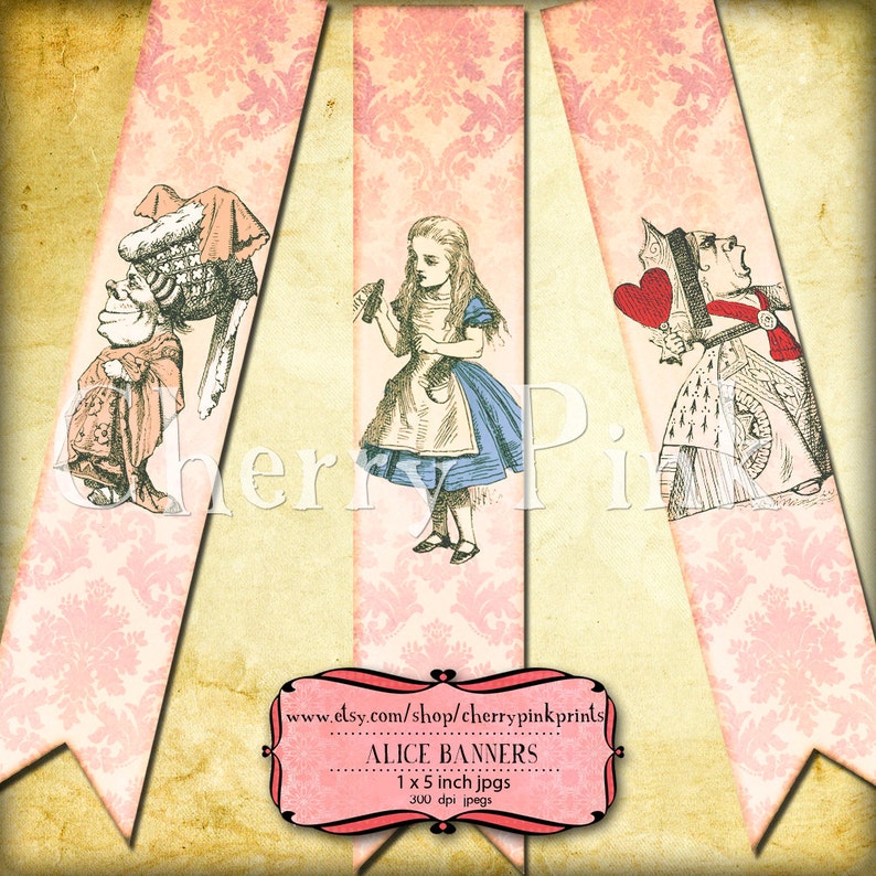 ALICE in WONDERLAND BANNER Party Decoration Digital Printable - Etsy