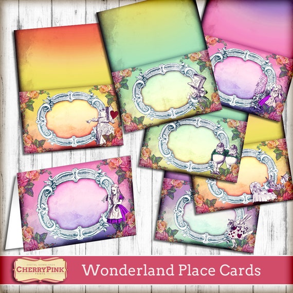 Alice in Wonderland Place Cards Name Card Tent Cards Tea - Etsy