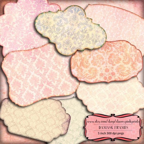 Shabby Digital label, clip art frame and label png files, great for your next craft project