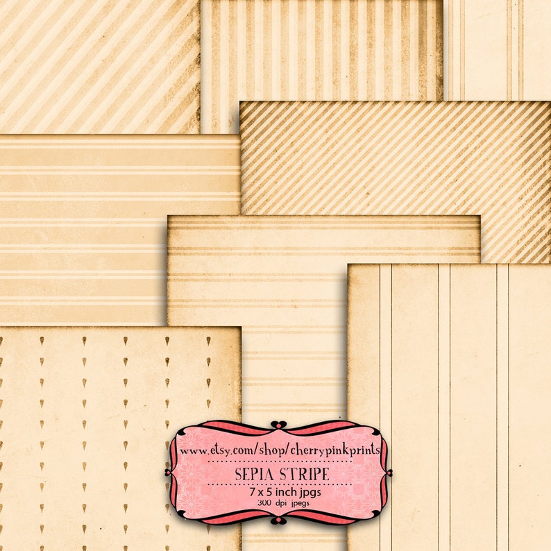 tags card making VINTAGE STRIPE digital paper collage sheet x 5 x 7 inch jpg digital download great for scrapbooking