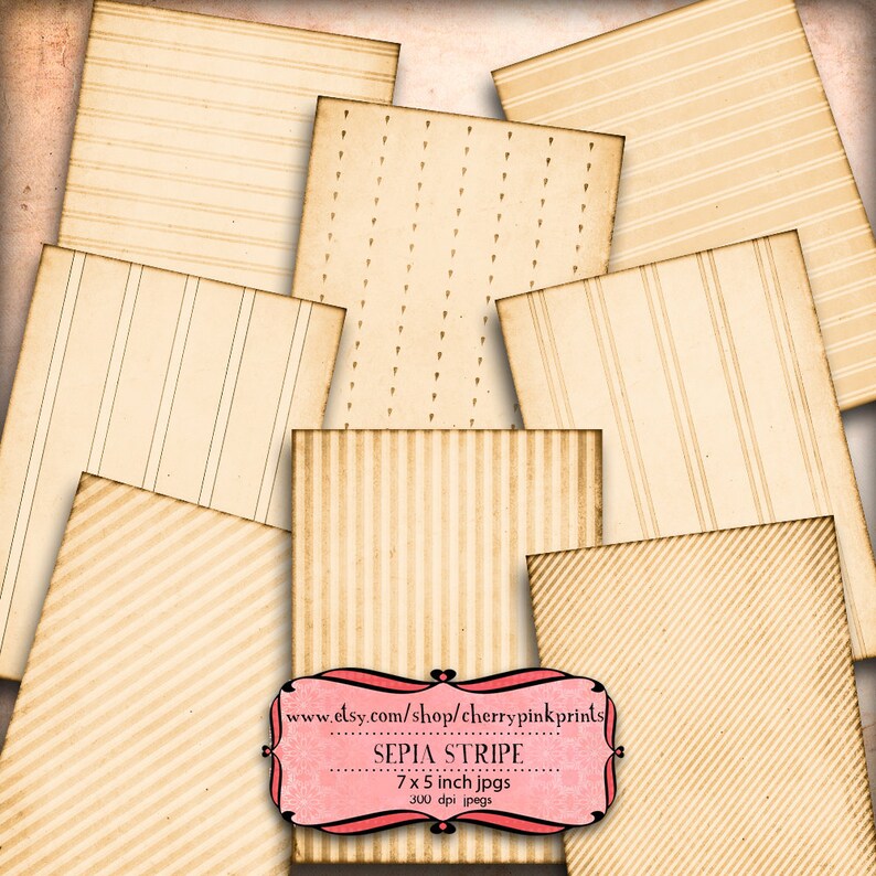 tags card making VINTAGE STRIPE digital paper collage sheet x 5 x 7 inch jpg digital download great for scrapbooking