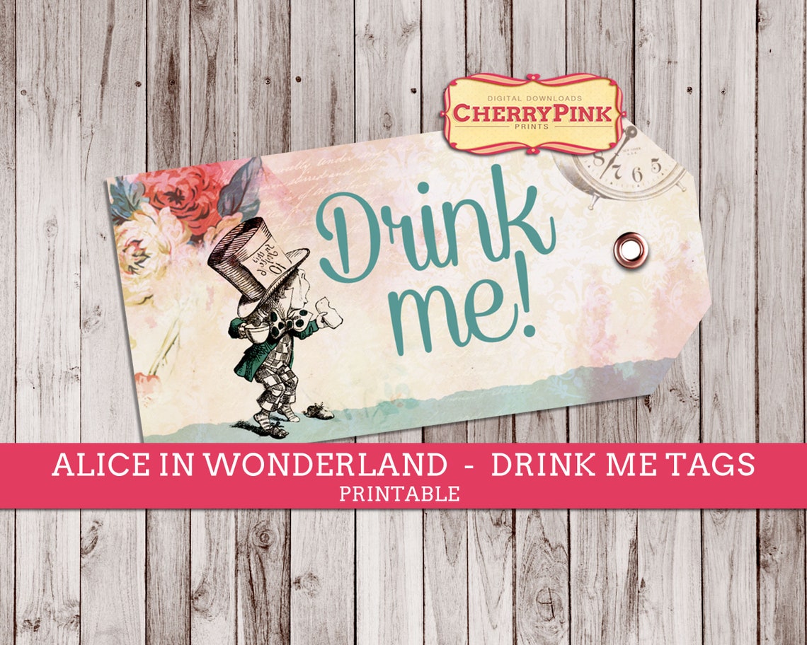 Alice in Wonderland Printable Tags Drink Me Tags Alice in - Etsy