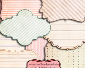 Digital frames, stripe png clipart scrapbook frame clip art, png files for scrapbooking, tags and labels