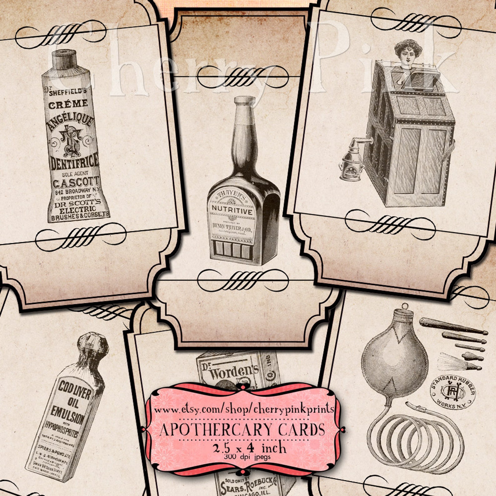Printable Apothecary Label Digital Collage Sheet Digital | Etsy