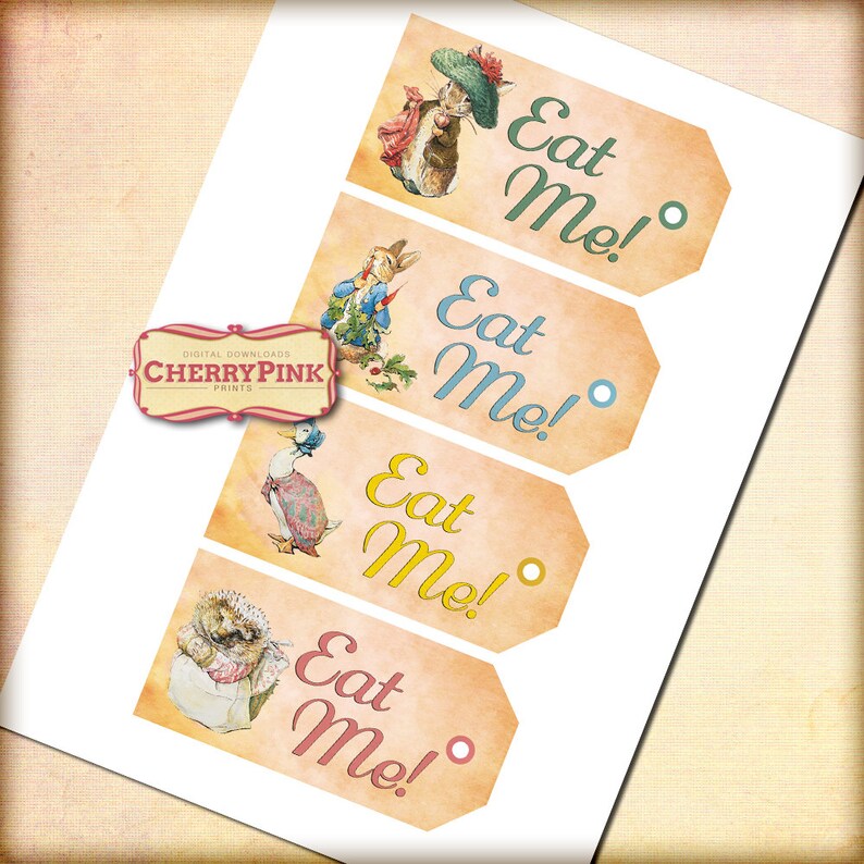 Peter Rabbit Tags - Eat Me Tags - Party Tag - Beatrix Potter - DIY ...