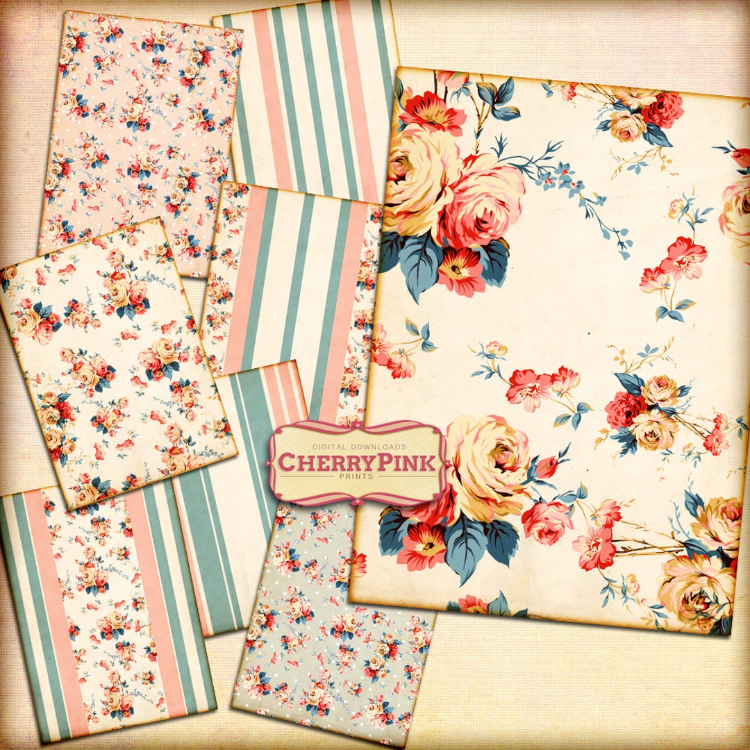 Papercraft Digital Collage Sheet, Journal Pages, Floral 5 X 7 Inch ...