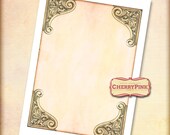 VINTAGE FLOURISH sepia background scrapbook printable, antique frame designs, digital download party supplies