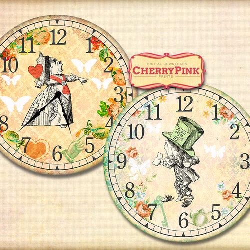 Alice in Wonderland Clock Printable Wonderland Clock - Etsy