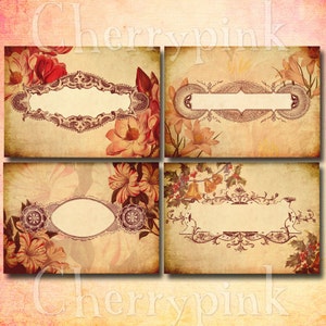 Vintage Gift tags, antique style digital tags, vintage tags printable tag, digital download printable