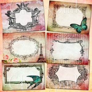 VINTAGE FRENCH LABEL, french collage sheet, blank label Printable images for gift tags, Shabby chic labels and decoupage