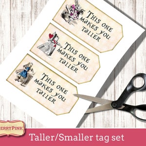 This One Makes You Taller Alice in Wonderland Printable Tags Decoration