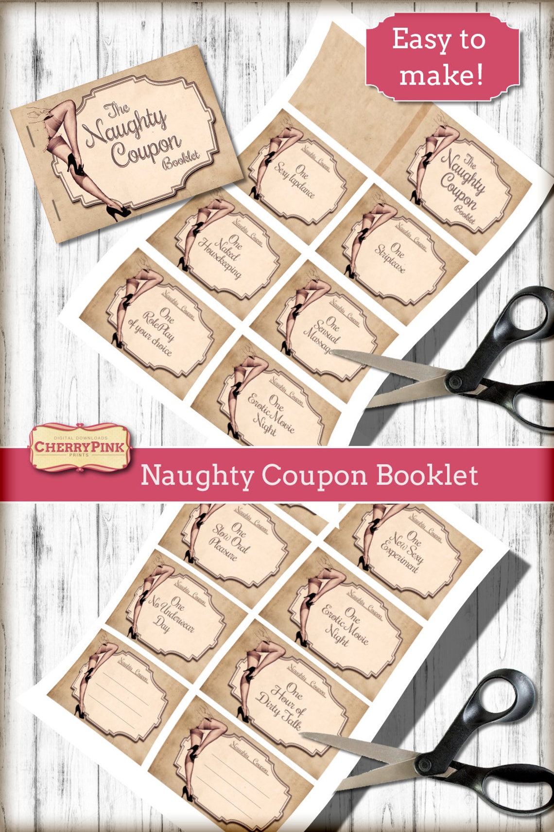 Printable Naughty Coupons Printable Valentine Gift Last Minute - Etsy