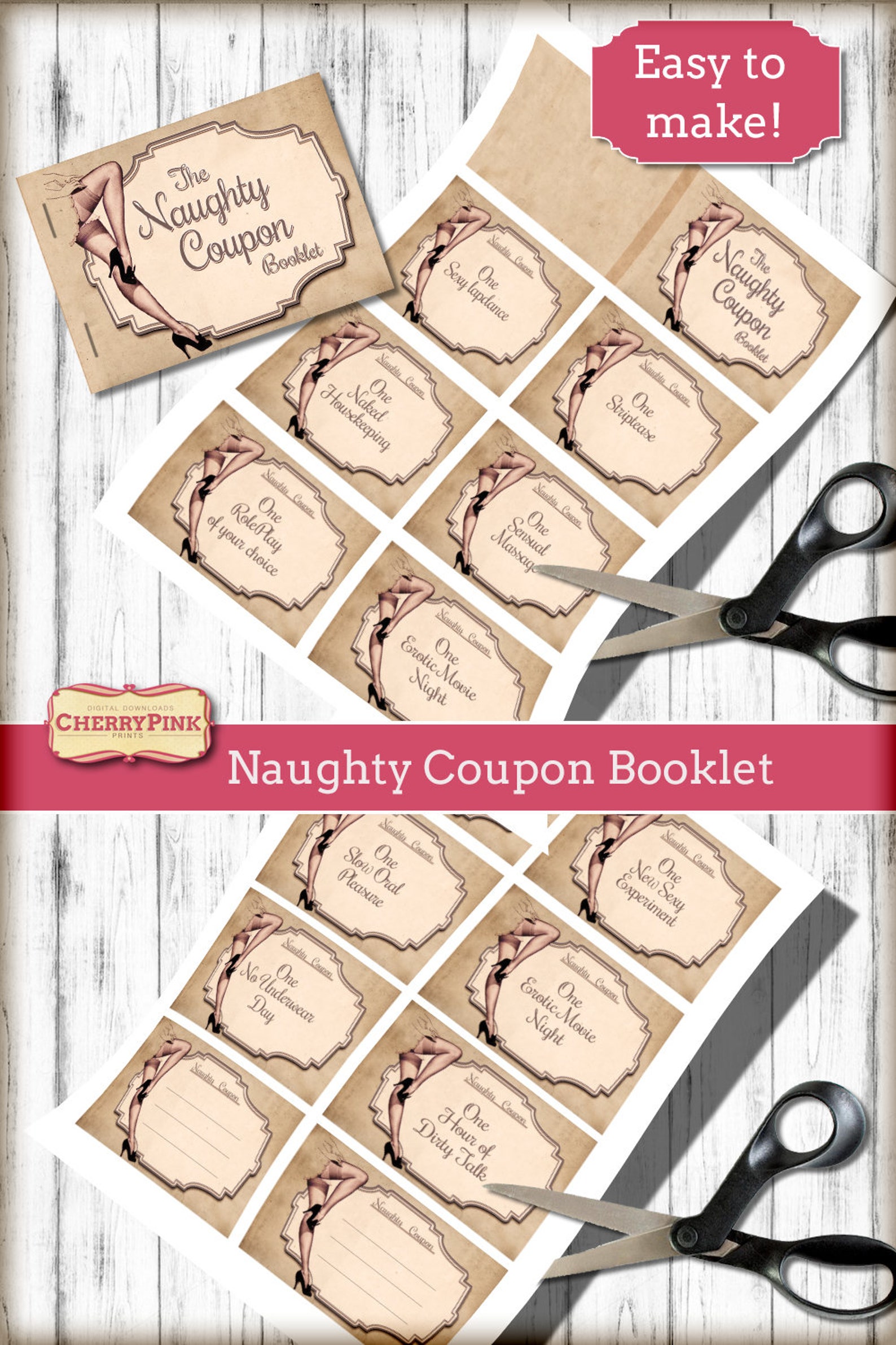 Printable Naughty Coupons Printable Valentine Gift Last Minute - Etsy