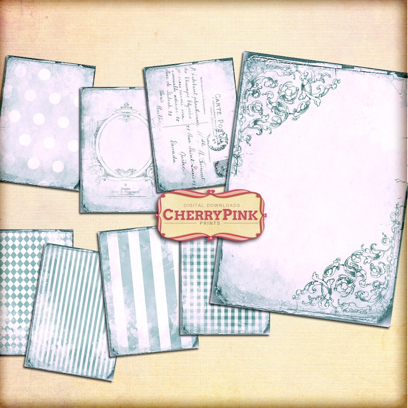 blue scrapbook designs VINTAGE BLUE BACKGROUND digital collage sheet supplies digital download