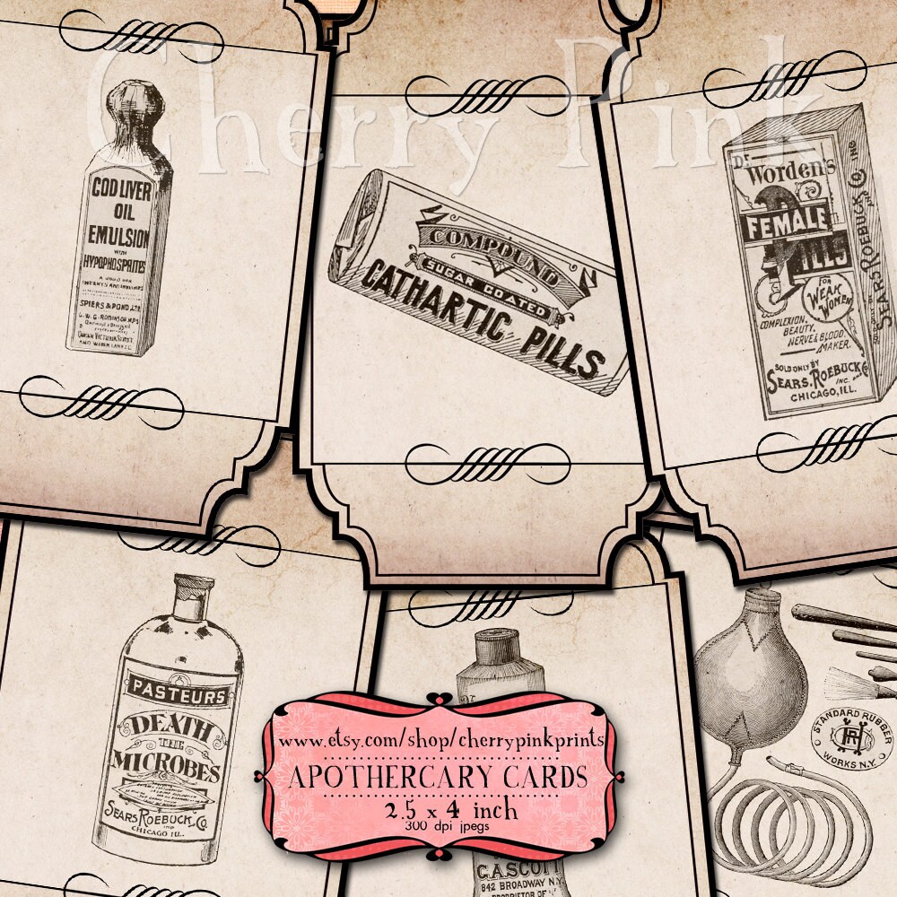 Printable Apothecary Label Digital Collage Sheet Digital - Etsy