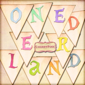 Alice in ONEderland birthday banner, 1st birthday Alice in Wonderland party decoration