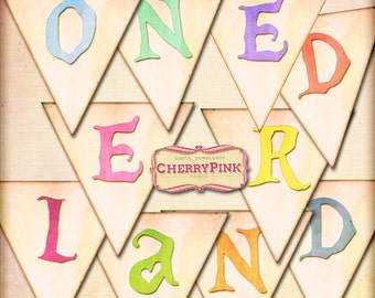 Alice in ONEderland birthday banner, 1st birthday Alice in Wonderland party decoration