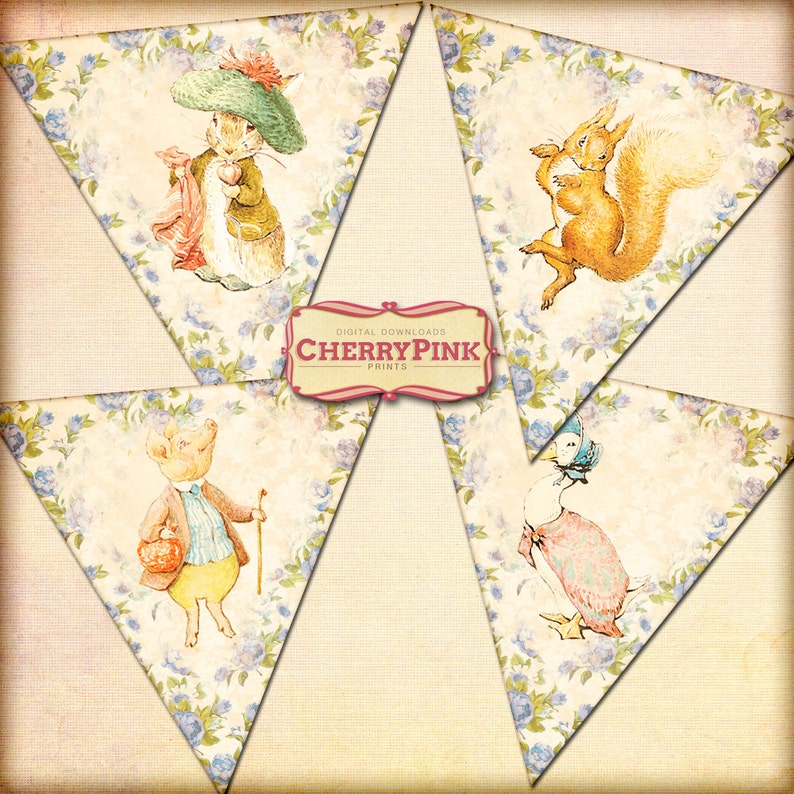 PETER RABBIT Digital Printable Bunting Decoration for You - Etsy