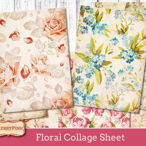Floral ATC Cards - Collage Sheet - Vintage Paper Craft - 2.5 X 3.5 Inch ...