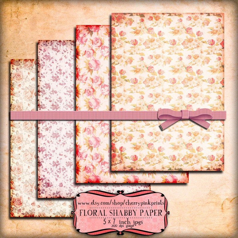 Floral Zeitschrift Bausatz DIY junk Journal Seiten shabby