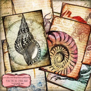 NAUTICAL scrapbook tattered steampunk paper supply, printable collage sheet, jpg files