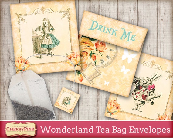 Alice In Wonderland Teabag Envelope Printable Tea Party Etsy
