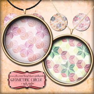 GEOMETIC PATTERN 1 inch Circle Digital Collage Sheet printable images, Downloads for pendants magnets