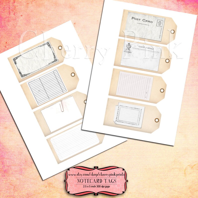 Printable Tag, Notebook Paper Scrapbook Supplies Digital Collage Sheet ...