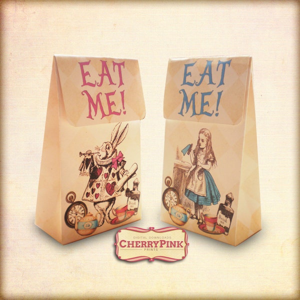 Alice favor bags, Wonderland favor, Alice in Wonderland party decoration,  Alice party printables