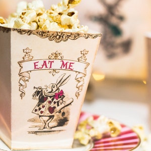 Alice in Wonderland popcorn box party decoration, Printable box, Alice party supplies, DIGITAL DOWNLOAD