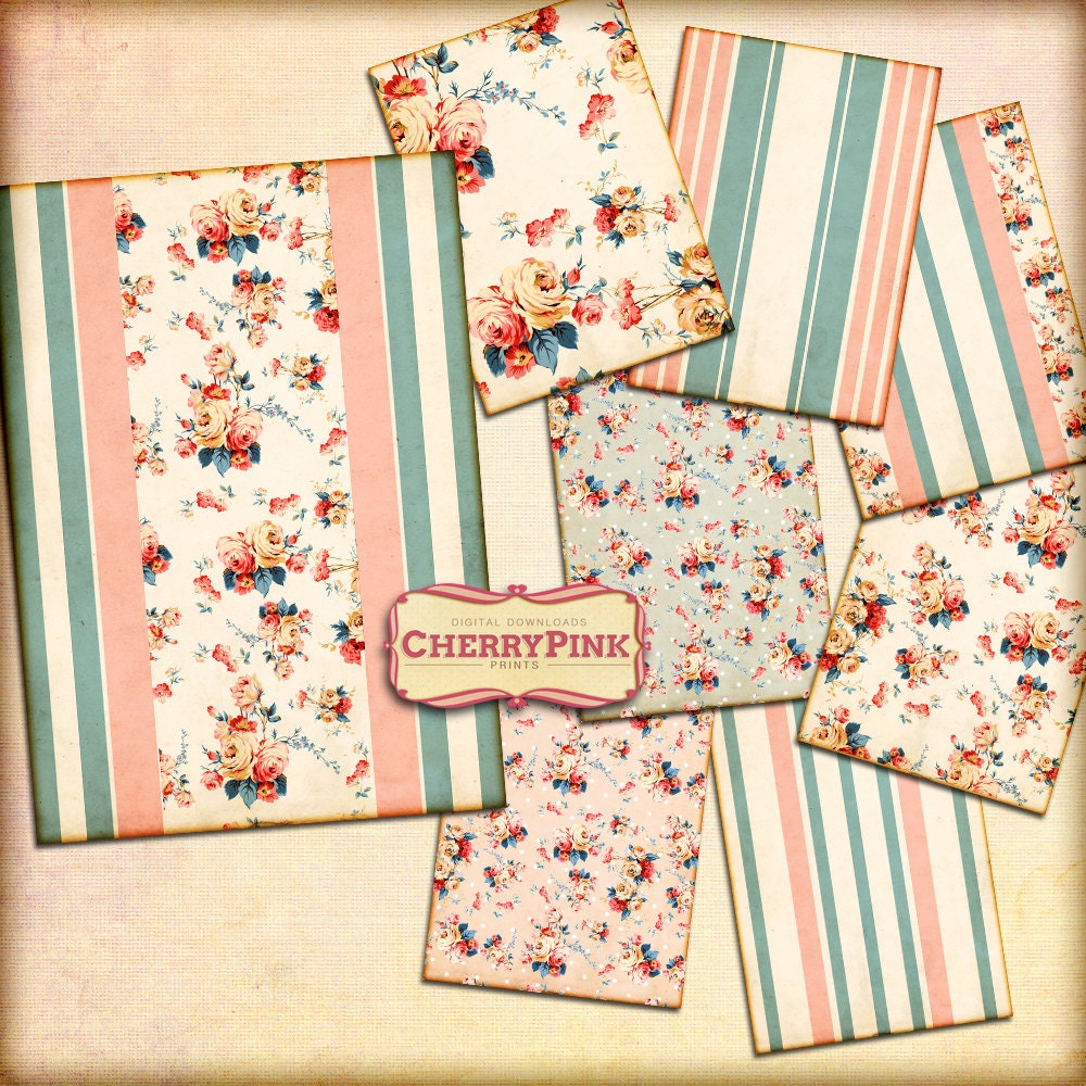 Papercraft Digital Collage Sheet, Journal Pages, Floral 5 X 7 Inch ...
