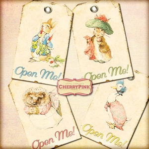 Peter rabbit Tag - party tag - printable tag - open me - present tag  - Beatrix Potter -  gift - decoration - digital download -