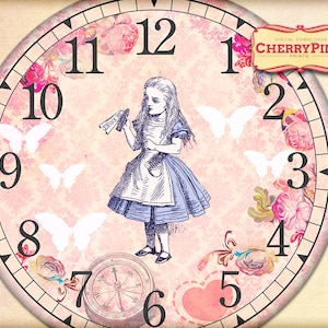 Alice in Wonderland Clock, Printable Party Decor, Diy Paper Crafting ...