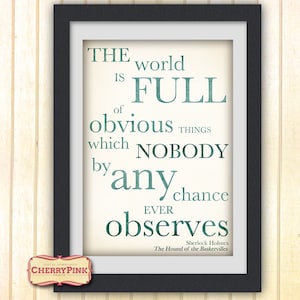 Sherlock art print, quote typography poster, sherlock holmes wall art, hound of baskerville Instant Download,